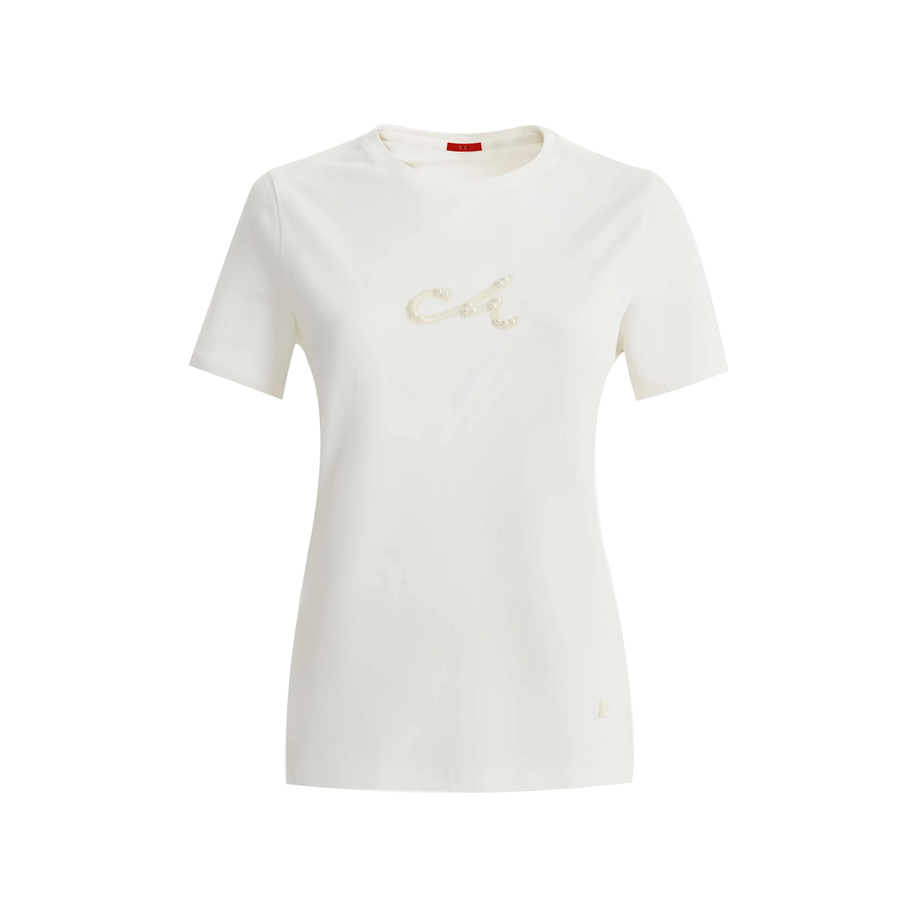 CHCH 2025 Women's Summer New Fashion Commute Cotton Round Neck Beaded Chic Solid Color Loose Short Sleeve Casual T-shirts Tops