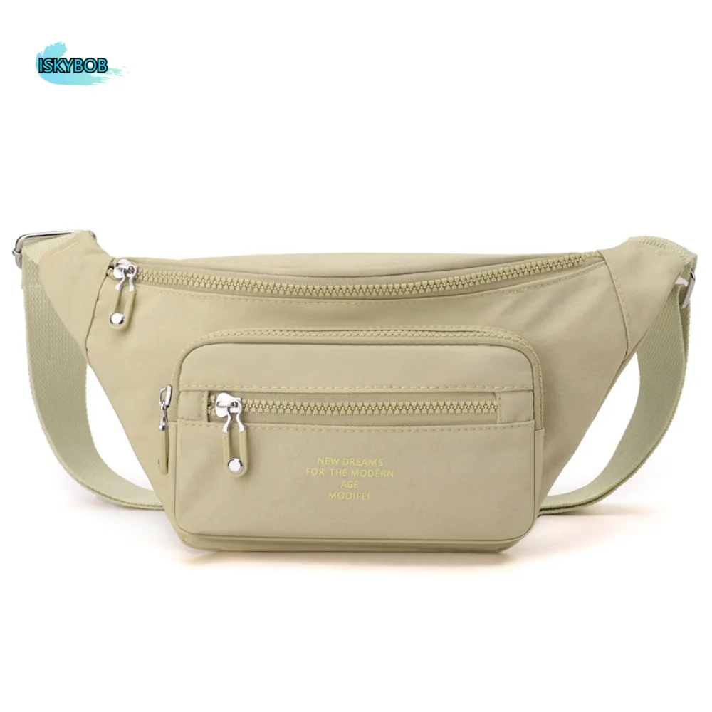 

Portable Nylon Crossbody Bag Lightweight Adjustable Strap Multipockets Shoulder Bag Fashionable Solid Color Middle Aged Tote Bag