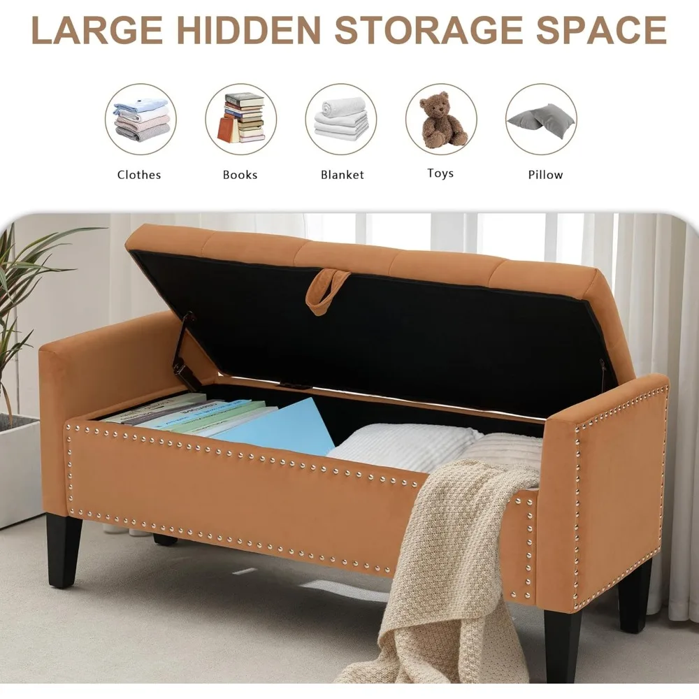 مسند تخزين حديث بأذرع، مقعد منجد بزاوية 45 زرًا لغرفة المعيشة، نهاية أثاث السرير، قطعة مخملية #3