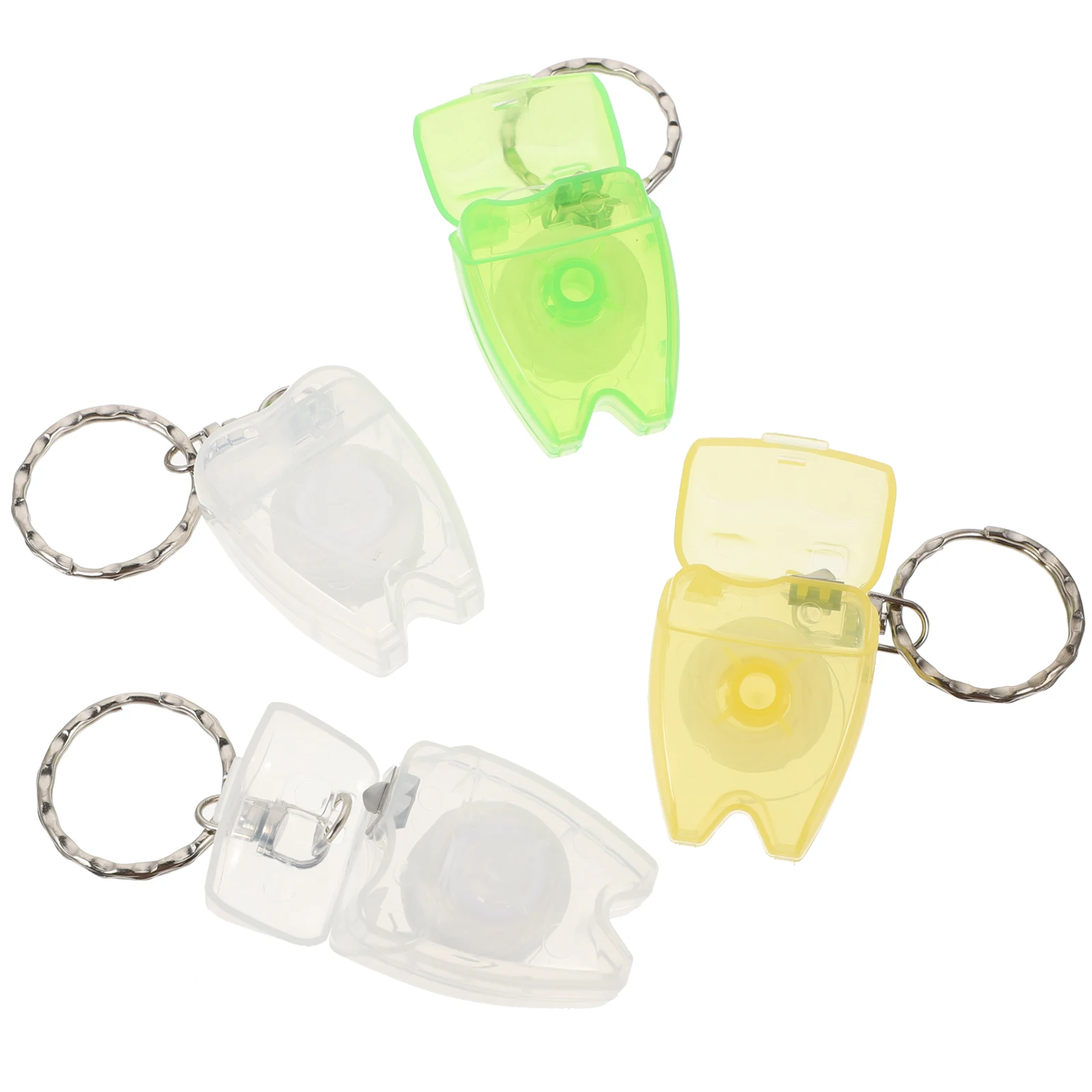 

4pcs Dental Floss Keychain Caliber Picks Silky Wire Teeth Clean Portable Fresh Breath Gum Stimulator Plaque Remover Oral Health