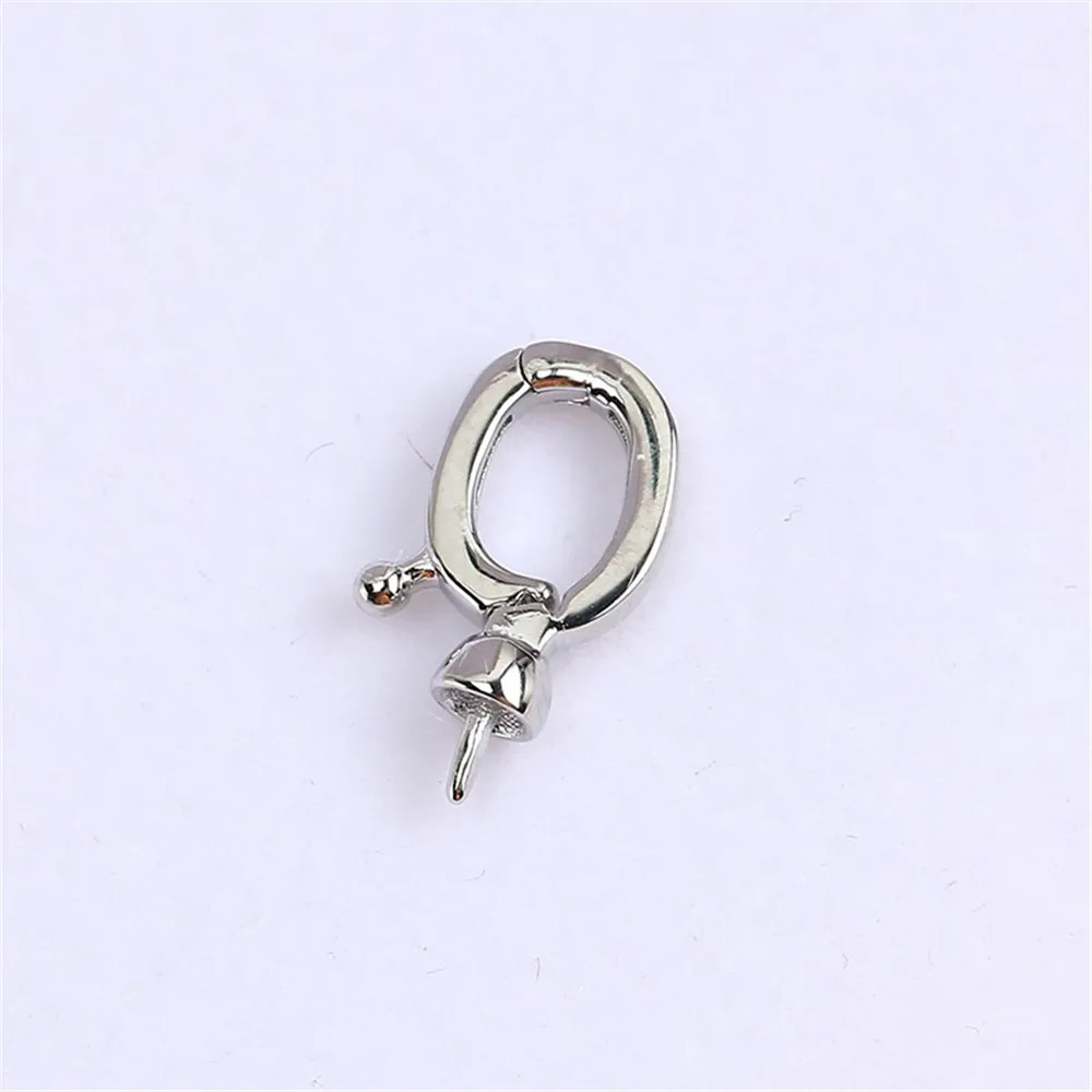 S925 Sterling Silver Pearl Pendant Setting, DIY Empty Bezel Cup Jewelry Supplies for Craft Making, Hollow Prong Pendant Findings