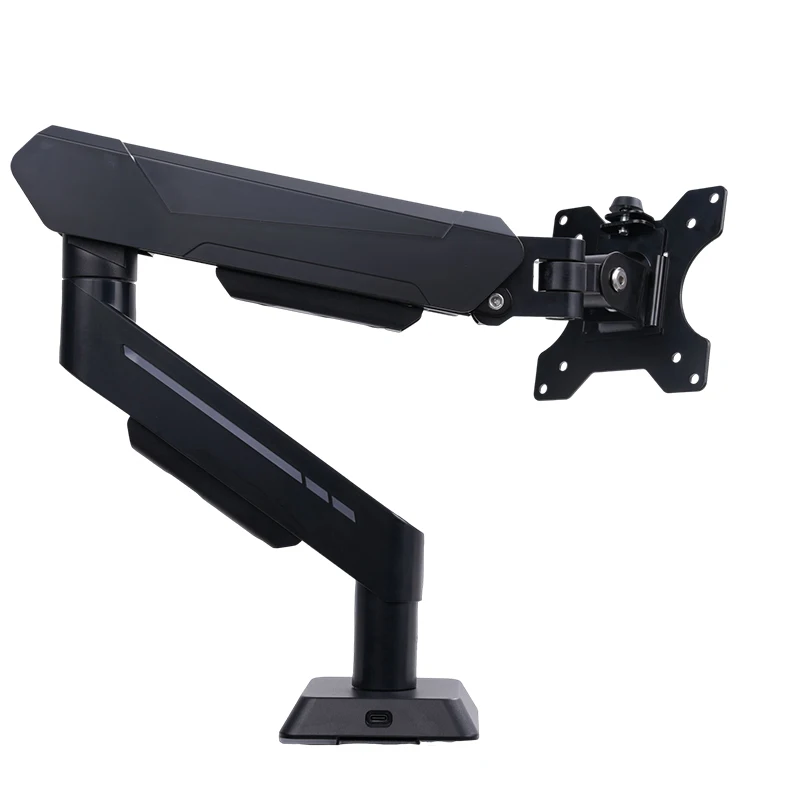 

New Arrivals RGB Arm Mount Adjustable Stand Swing Desk Gaming Monitor Arm Single LCD LED Monitor Arm