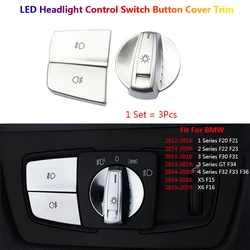 2x Car Headlight Switch Button Cover Stickers For BMW X5 X6 1 2 3 4 F15 F16 F30 F34 F15 F16 F32 F20 F21 F22 F23 F30 F31 F32 F33