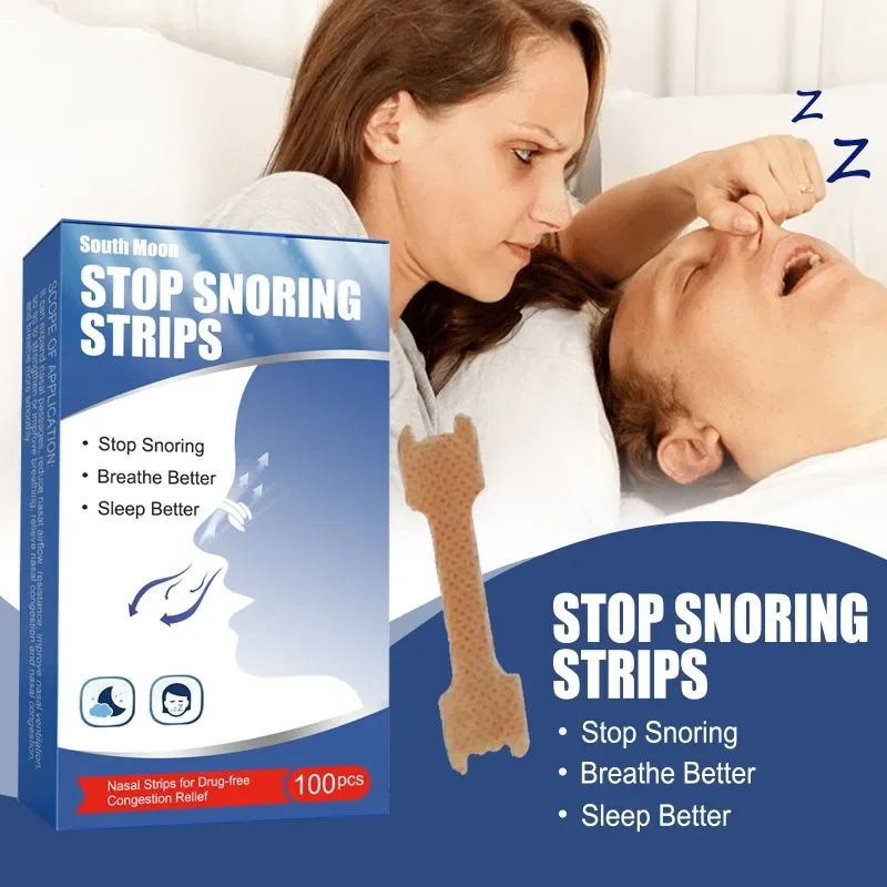 

Sdatter 100PCS Breath Nasal Strips Right Aid Stop Snoring Nose Patch Good Sleeping Patch Product Easier Breath Sleep Aid Decive