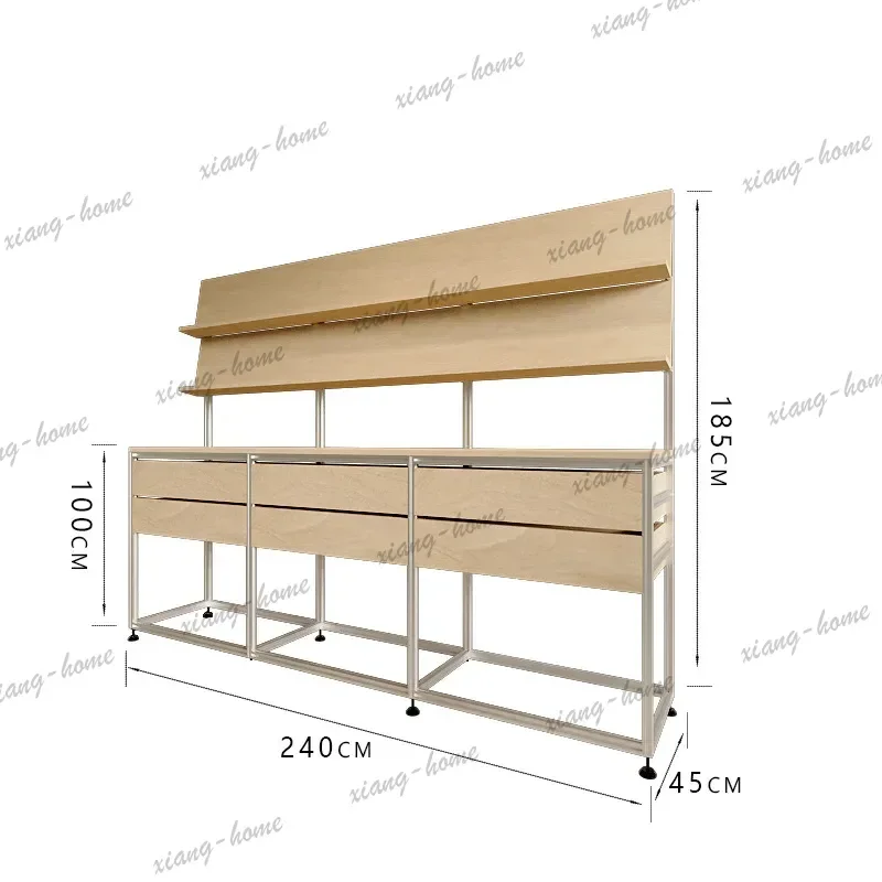 Aluminum Profile Marine Board Birch Wood File Drawer Display Sample Showcase Display Cabinet Storage
