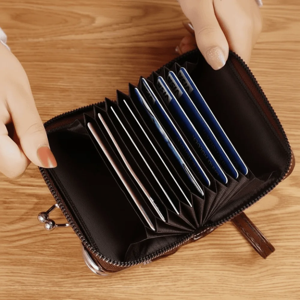 Retro Style Women Coin Purse Multi Slots Faux Leather Mini Card Holder Kiss Lock Lightweight Clasp Wallet Office Ladies