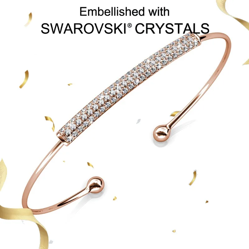 

Daisini 925 Sterling Silver Geometric Charm Bangles Embellished with Premium Crystal From Swarovski for Women Cuff Jewelry