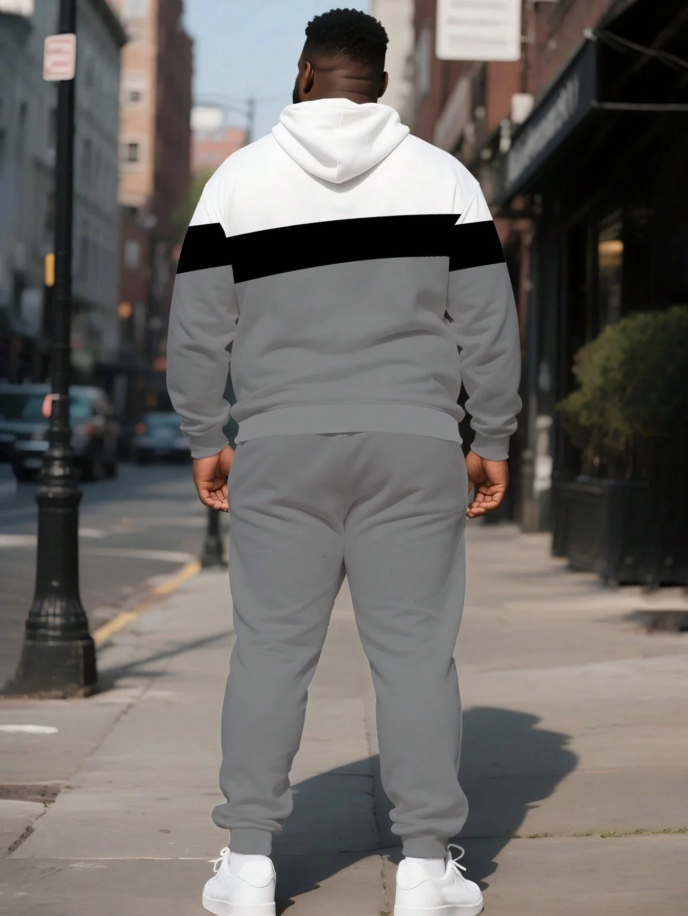 

Plus Size Men's Color Block Hoodie Jogger Pants Set Casual Streetwear