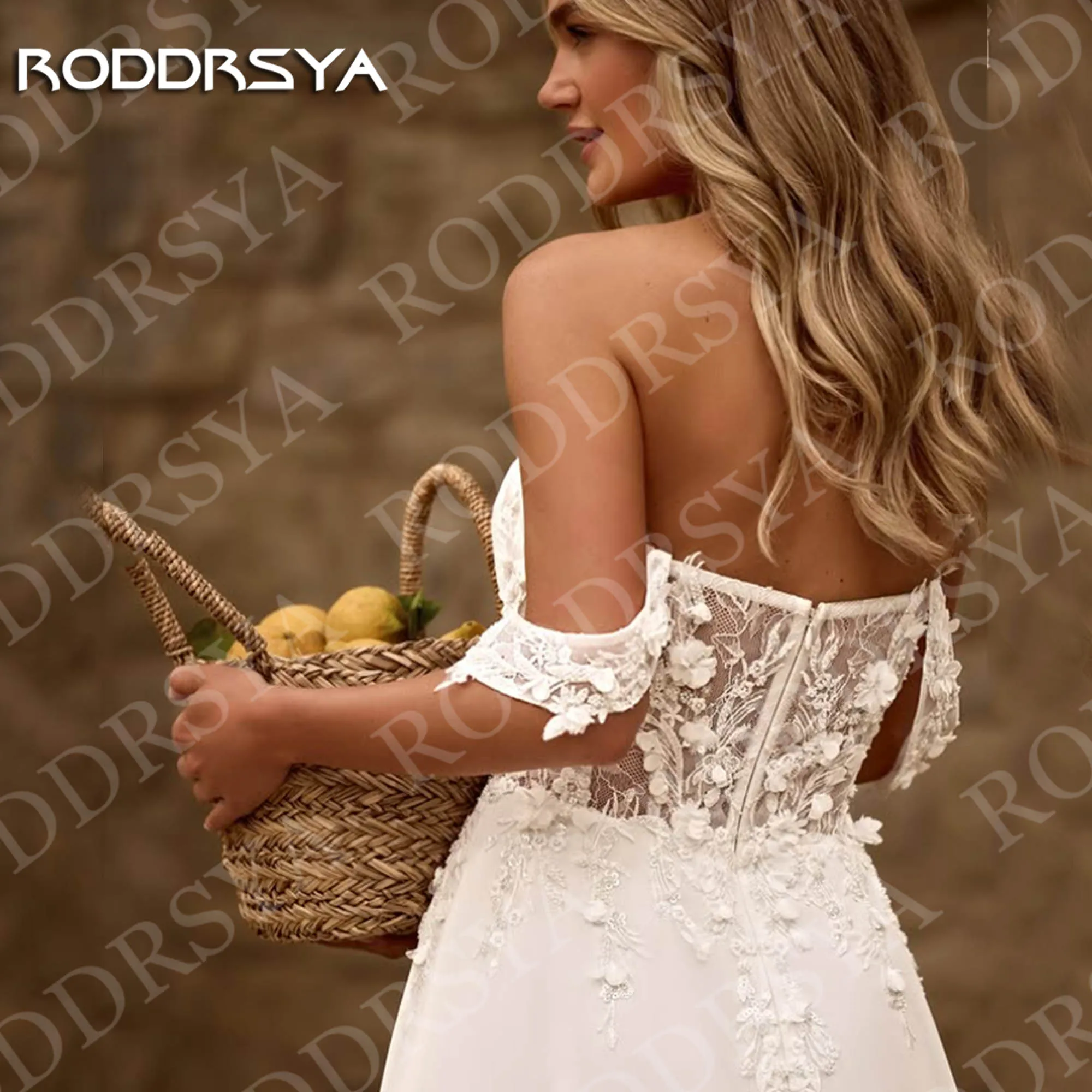 RODDRSYA فستان الزفاف البوهيمي البلد الدانتيل قبالة الكتف الجانب الشق فساتين زفاف الشاطئ الشيفون مخصصة فستان الزفاف البوهيمية البلد الدانتيل قبالة الكتف الجانب الشق شاطئ فساتين العروس شيفون مخصصة