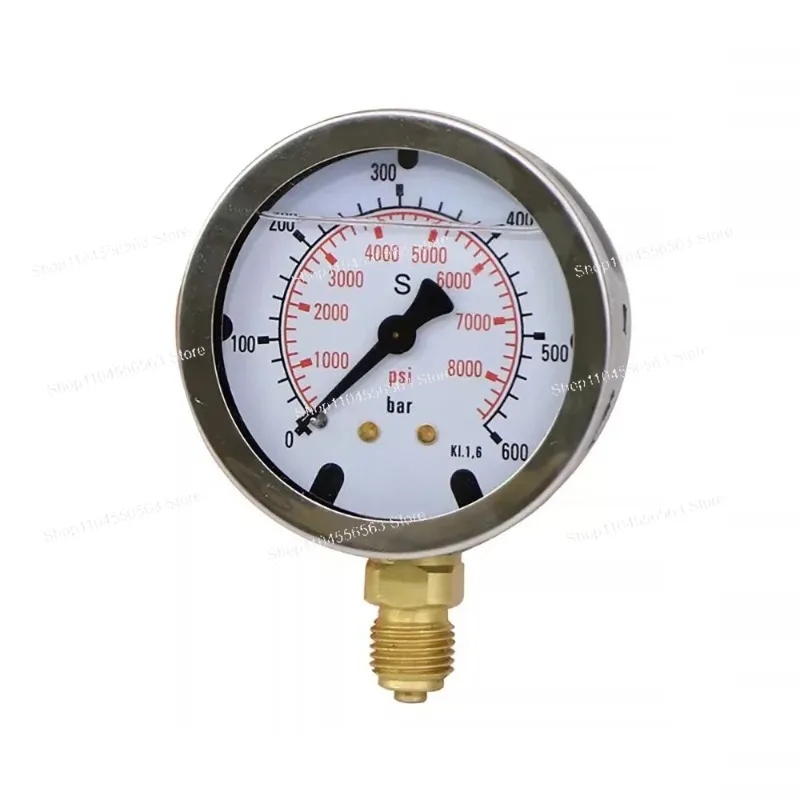 Excavator Hydraulic Pressure Test Gauge - 0-600bar, 1.5M Hose + Radial Dual Scale | Heavy Machinery Pump Pressure Meter