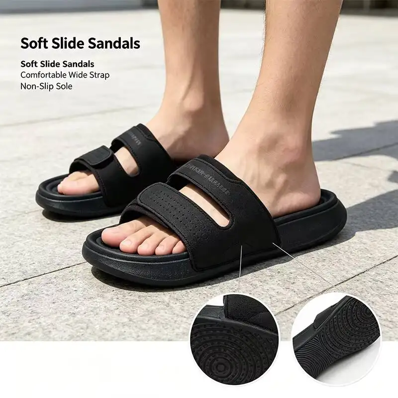 Armour New Under Black Soft Slide Sandals Cushioned Footbed Wide Strap Non-Slip Casual Slippers for Beach Home Outdoor