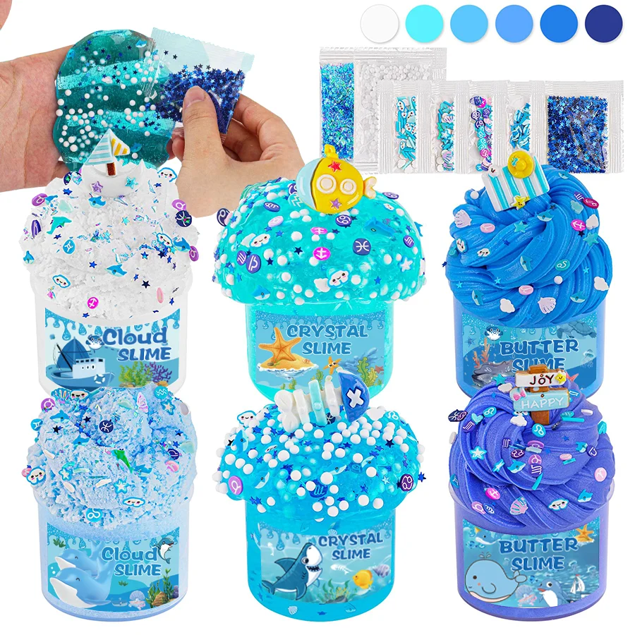 6 Pack Slimes, Blue Slime Kit, Cloud Slime Kit For Boys,Toys For Girls And Boys, For Kids Slime Set Party Kit Gift