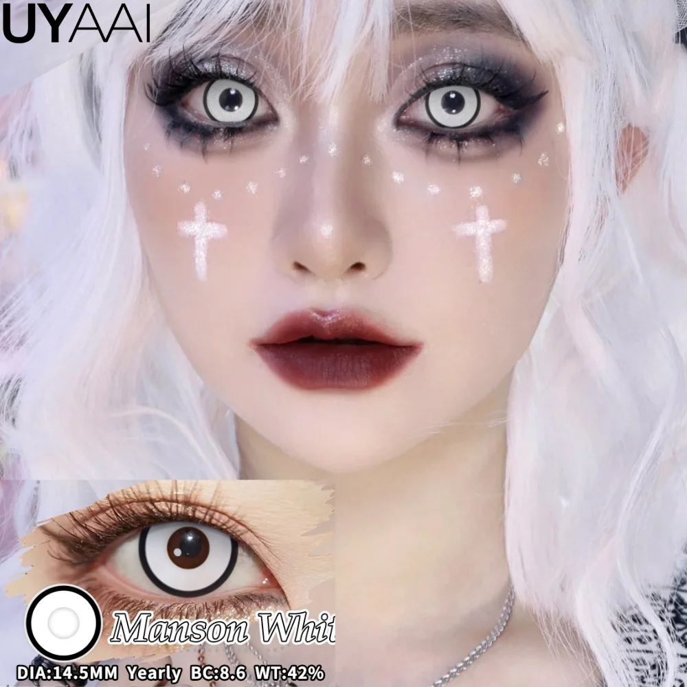 UYAAI Cosplay Kontaktlinsen Schönheit Kosmetik Farbige Kontaktlinsen Halloween Make-up Cosplay Rote Linsen weiße Linsen Große Augen
