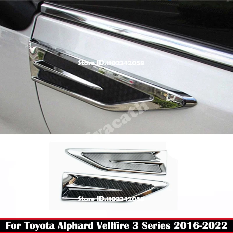 For Toyota Alphard Vellfire 30 Series 2016-2019 2021 2022 ABS Chrome Shark Gill Trim Strip Special Leaf Plate Bright Strip