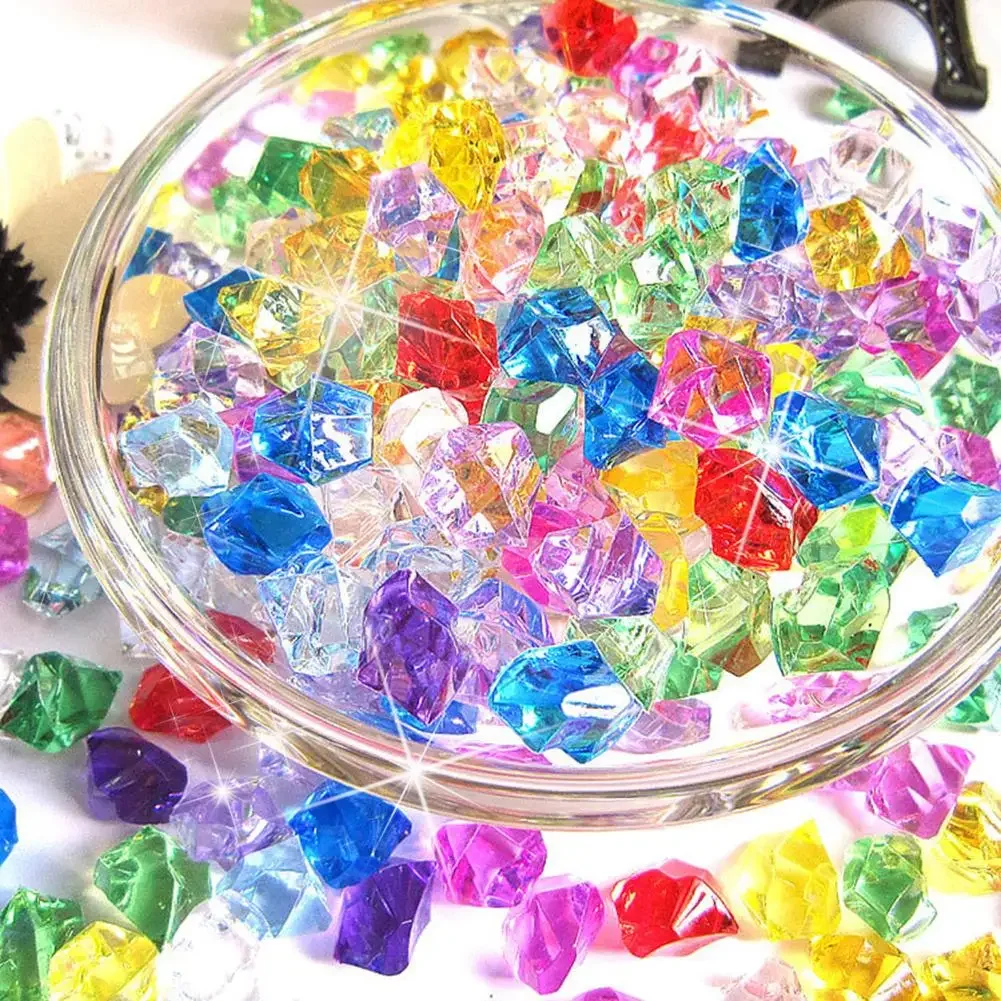100PCS 11*13mm  Plastic Gems Ice Grains Colorful Stones Children Jewels Acrylic Jewels Ice Counter Crystal Diamonds Toy