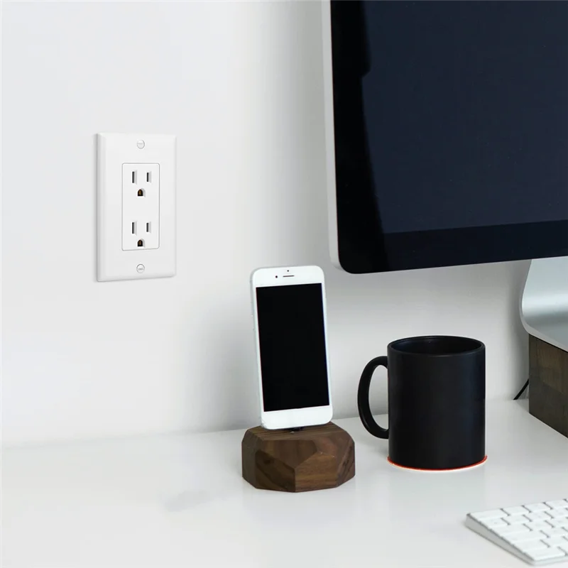 LLCS-10 Pack Tamper-Resistant Electrical Outlet Decorator Receptacle Outlet With Wall Plate, 15A 125V, Self-Grounding