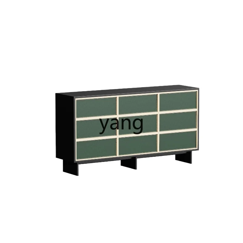 

LMM Bedroom Solid Wood Bed Tail Storage Chest of Drawer Black Retro Living Room Storage