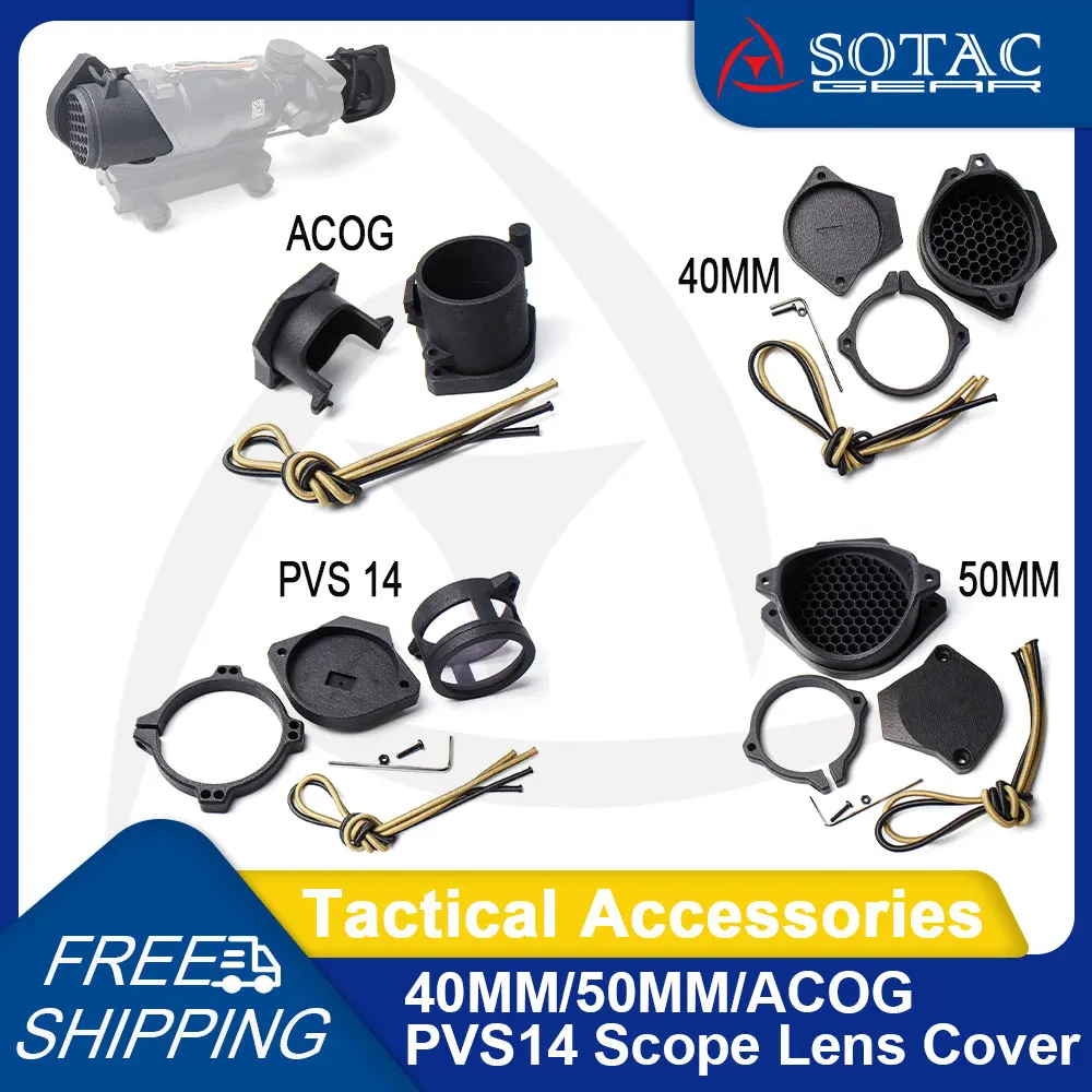 

SOTAC 3D Printl Scope Lens Cover Protector for ACOG PVS14 50/40mm Caliber Red Dot Sight Accessories Hunting Tactical Scope Cap