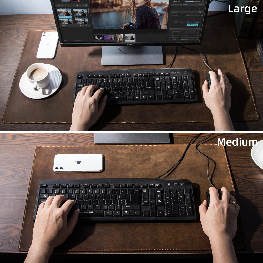 Handmade Leather Large Office Computer Desk Mat Table Keyboard Big Mouse Pad Laptop Cushion Desk Non-slip Gamer Mousepad Mat