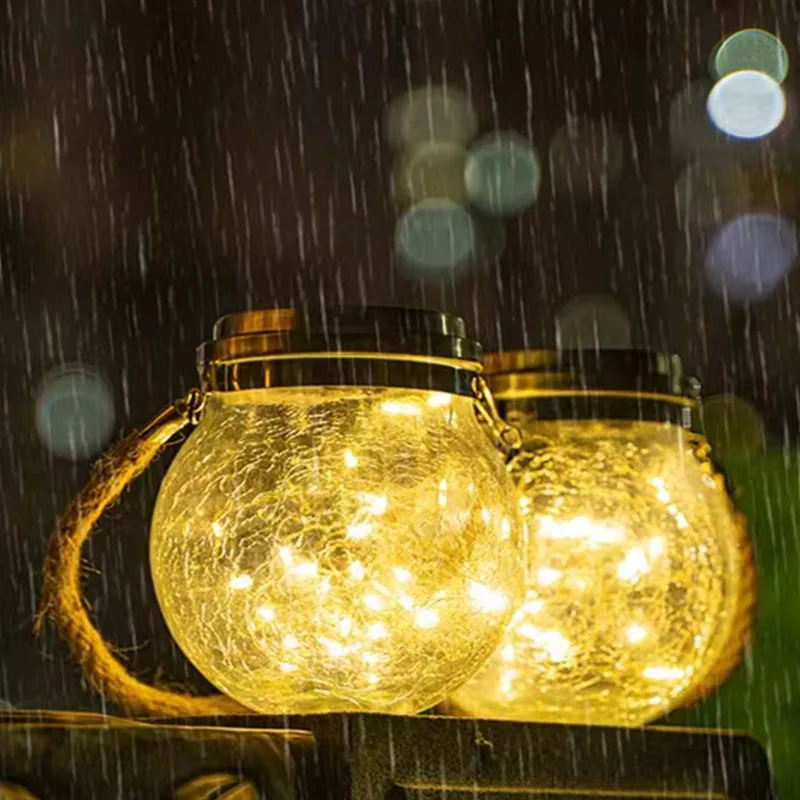 Luz Solar Led para exteriores, tarro de albañil, resistente al agua, para decoración de jardín, balcón, redondo/cuadrado, lámpara de iluminación