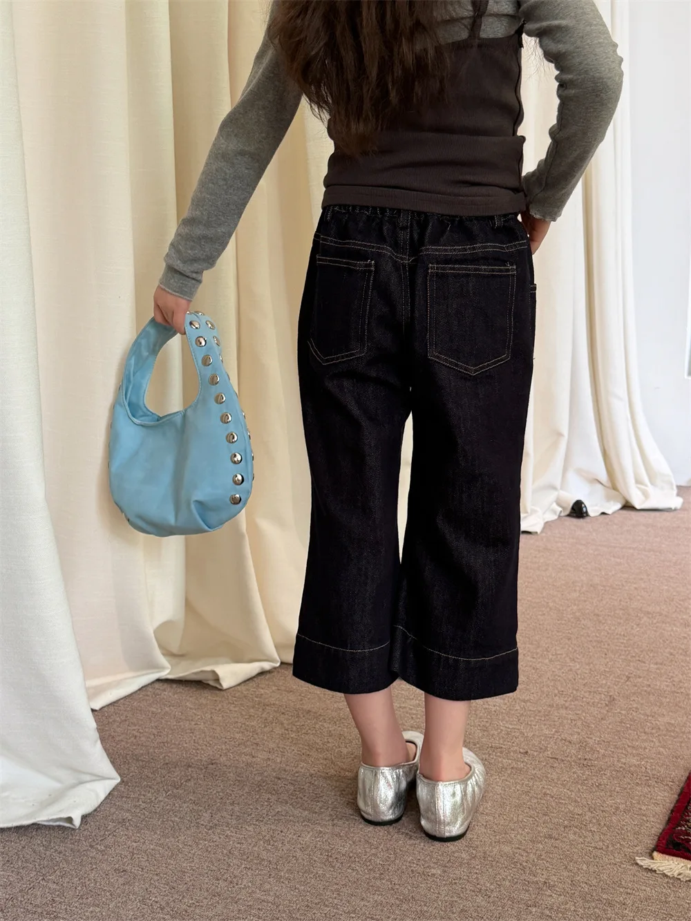 Kids Clothing 2026 Autumn Korean Version Denim Pants Pull Pants Kids Retro Wide Leg Comfortable Casual Straight Leg Pants Trend