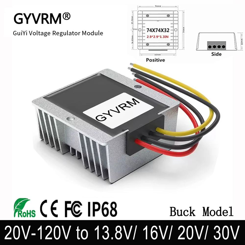 

DC-DC 100V (20-120V) to 13.8V 16V 20V 30V Buck Model Power Supply Converter with 20-120V Input Voltage And 1-20A Output Current