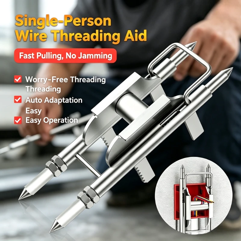 Wire Threading Aid Threading Aids Cable with Anti Slip Sawtooth Hand Tools Universal Flexible Pulley Wire Threading Aid Tool