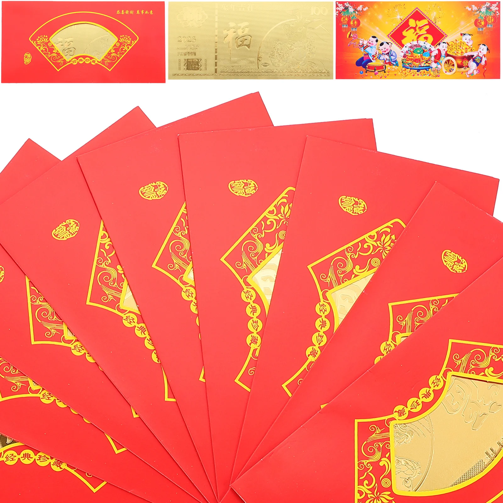 

10 шт., 2023 год кролика, красные конверты, банкноты из золотой фольги, китайские новогодние принадлежности, сумки для денег на удачу, весенний фестиваль, зодиак