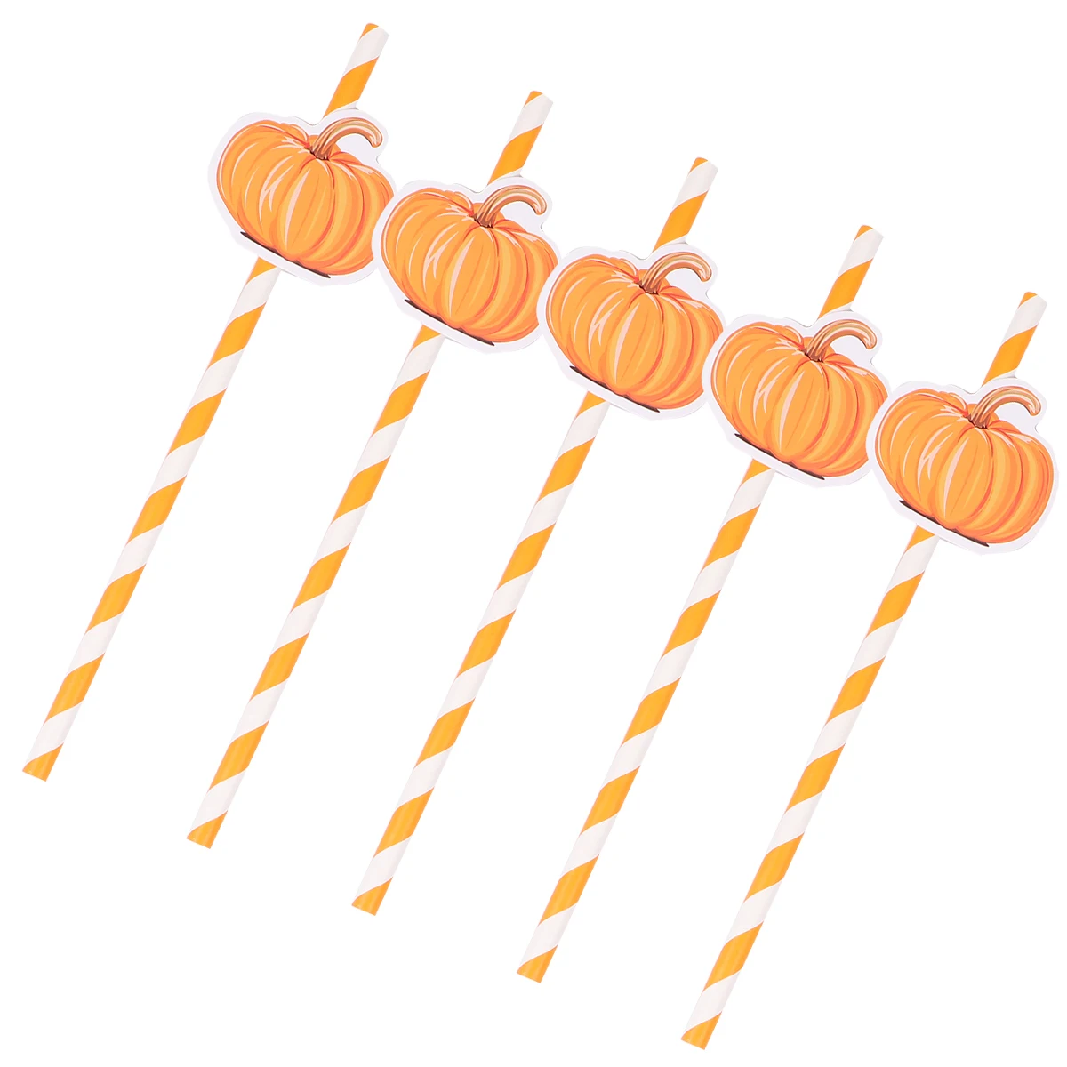 

40pcs Pumpkin Straws Halloween Party Decorations Eco Friendly Paper Striped Design Supplies Bar KTV Cake Pops Juices Shakes