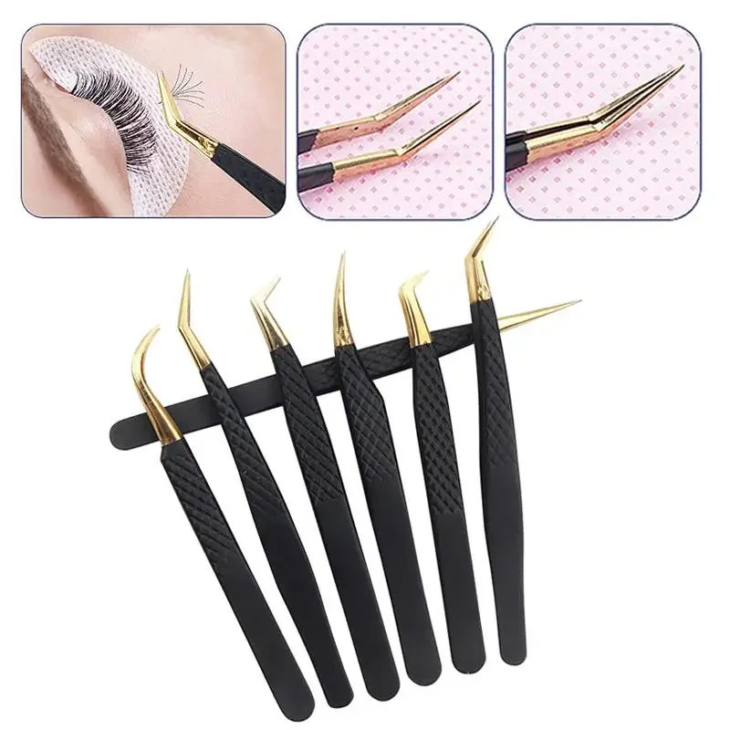Stainless Steel Makeup Eyelash Tweezer Anti-Slip  Tweezer Clip For Eyebrow Woman Beauty Salon Tool