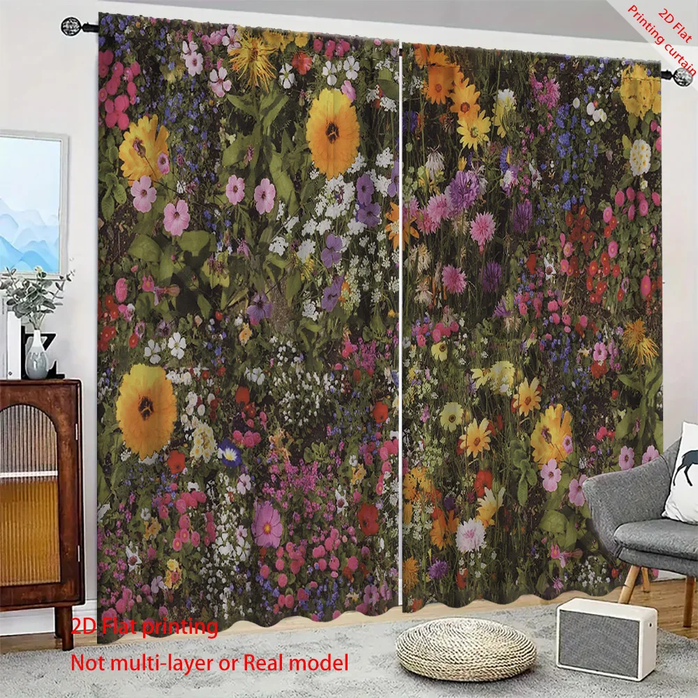 

Flower patterned printed curtains, dreamy leaf home art decoration, bedroom, living room, dormitory, office sunshade curtains