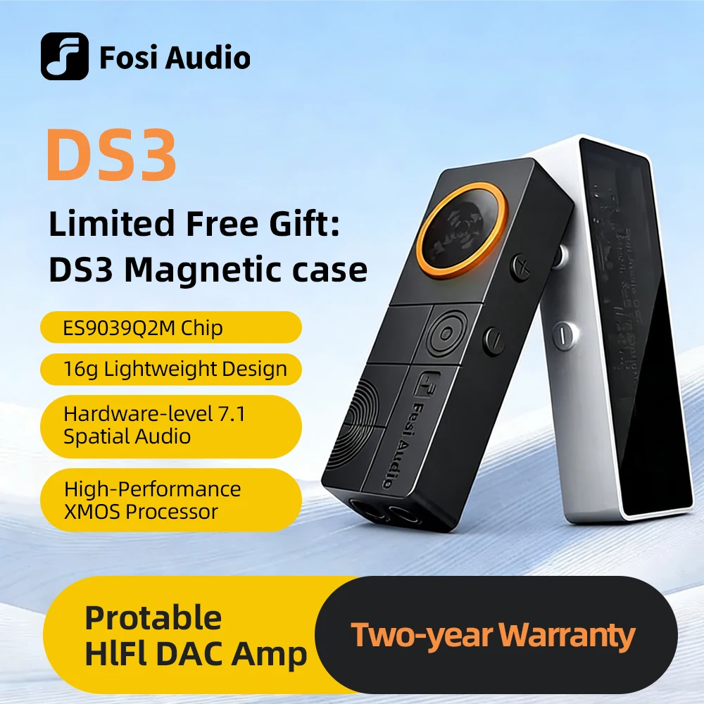 Amplificador de Auriculares Fosi Audio DS3 con DAC Balanceado XMOS XU316 DSD512 4.4mm+3.5mm HIFI para Amantes de la Música