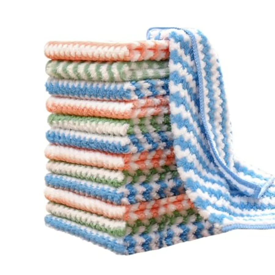 

12 Pack Kitchen Towels and Dishcloths Set 12 x 12 Ihes Super Soft and Absorbent Coral Velvet Dish Towels Nonstick Oil Fast Dryi