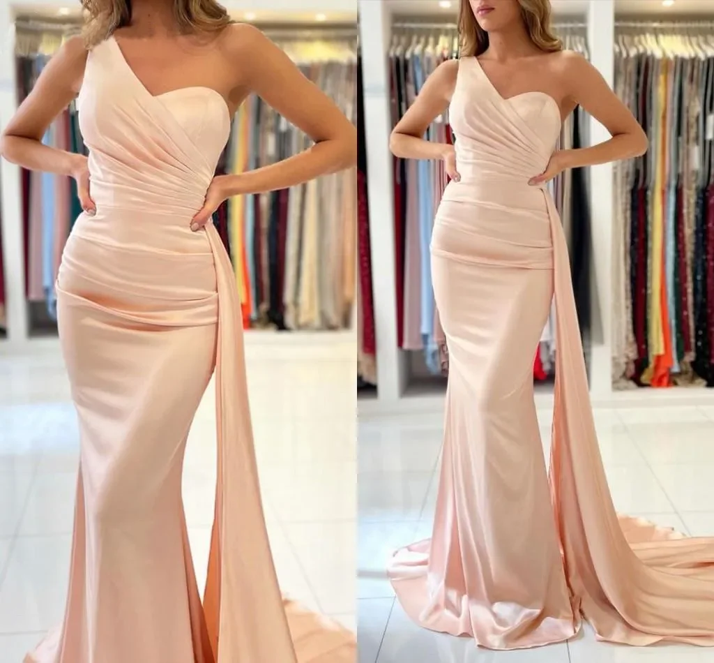 Dolce abito da sera da donna sexy monospalla elegante sweep train ball party romantico date mermaid stretto wrap glutei abito