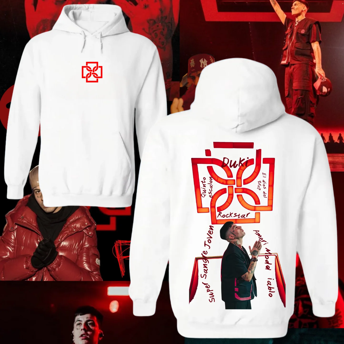 Duki Rockstar طباعة هوديس الرجال النساء سميكة الدافئة الصوف مبطن هودي المتضخم Y2k البلوز بلوزة فضفاضة غير رسمية الذكور الملابس #3
