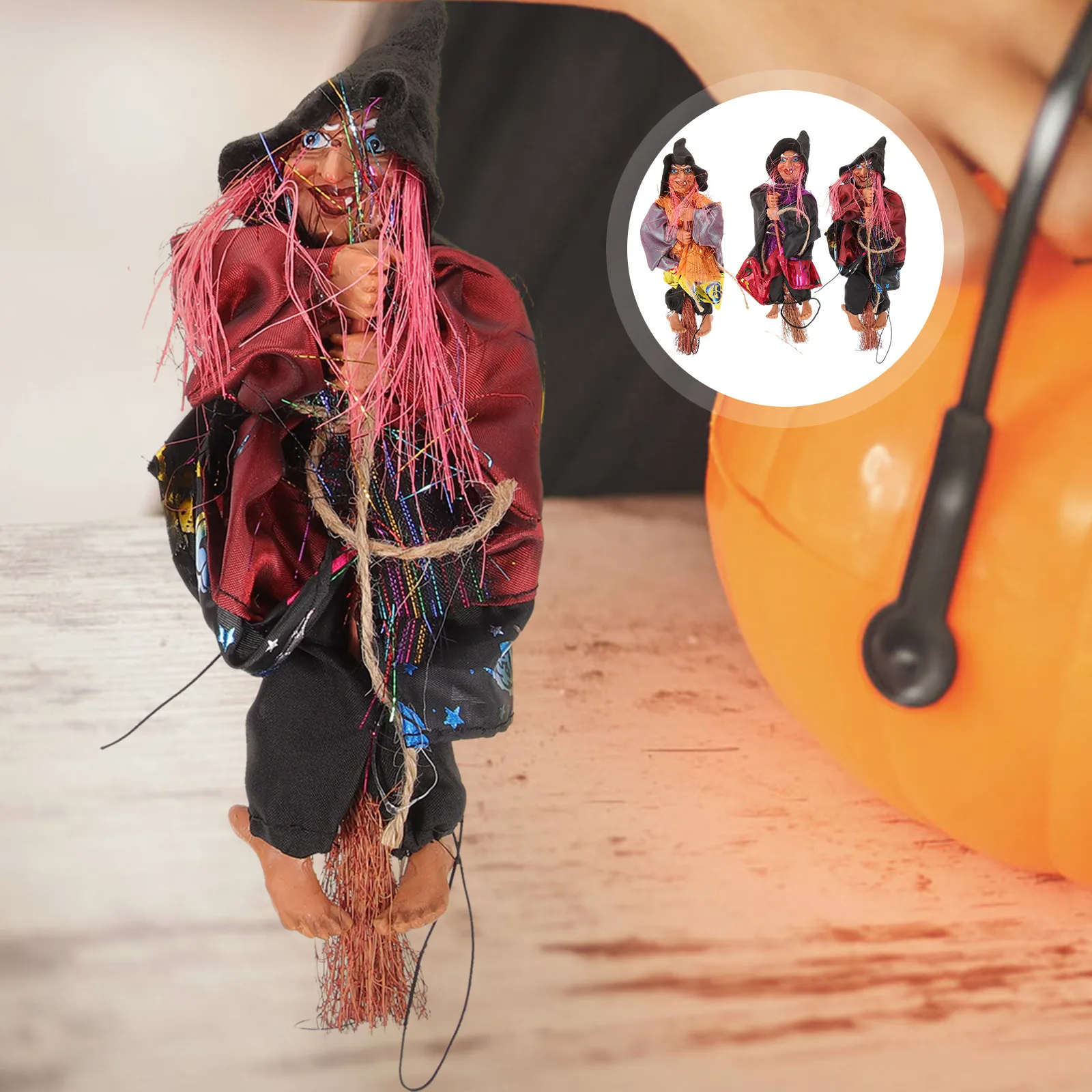 

3 шт., реквизит для метлы ведьмы на Хэллоуин, изысканный компактный декор для сцены, вечерние украшения для дома с привидениями, фестиваль, реквизит для фотосессии