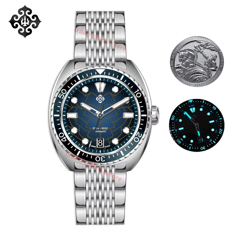 IXDAO IPOSE 2026 New Automatic Mechanical Men WatchNH35 Dragon Scale Pattern Watch Stainless Steel BWG-9 Diving reloj hombre image 3