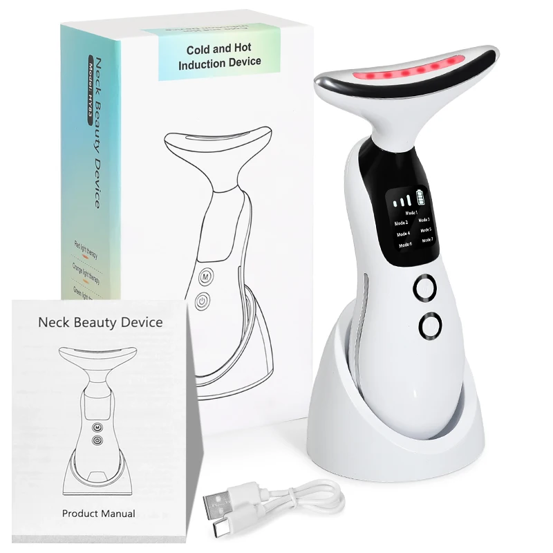 

EMS 7 Colors LED Lights Face Neck Beauty Device Vibration Massage Improve Neck Lines Reduce Double Chin Neck Lifting Massager