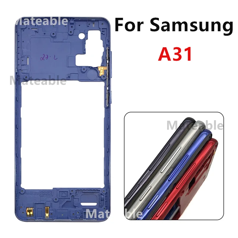A31 For Samsung Galaxy A31 A315 Middle Frame Housing Board LCD Faceplate Bezel Replace Repair Parts + Side Buttons