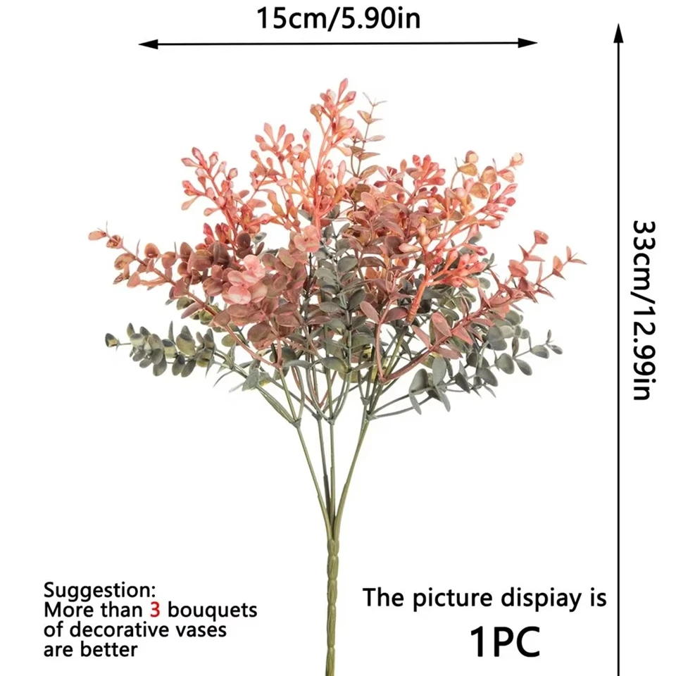 

1Pc Artificial Plants Plastic Eucalyptus Wedding Bride Bouquets Birthday Wreath Home Outdoor Garden Bonsai Room Decor Vase Gifts