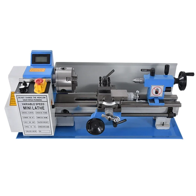 New 0618 110V/220V Mini Lathe Machine Benchtop Metal Lathe Tool Household DIY Small Stainless Steel Metal Processing Lathe