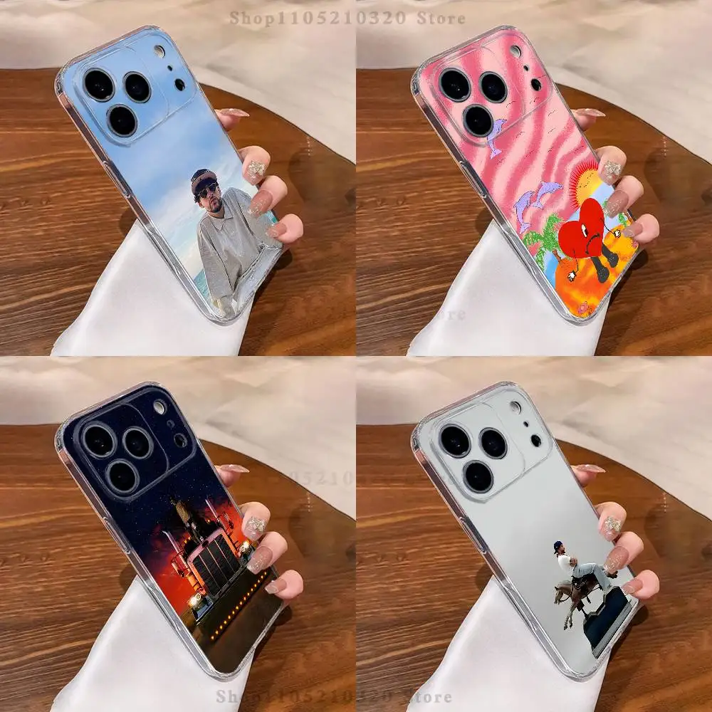 

B-Bad B-Bunny singer Phone Case For iPhone 17,16,15,14,13,12,11 Pro,Max,Plus,XR,Mini,E Clear Full-coverage Soft Cover