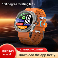 4G Full Netcom Smart Watch Ultra 1.508-inch Amoled Screen Android Smartwatch Rotary HD Camera Cellular Version Sim Card GPS WIFI