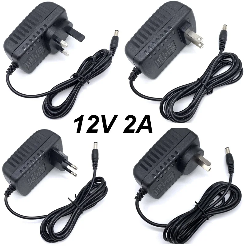 

110V 220V TO 12V 2A DC AC Power Charging Cord Plug Connector Adapter 5521 55*21 MM Tips For USB SSD SATA Hard Disk Drive BOX Cam