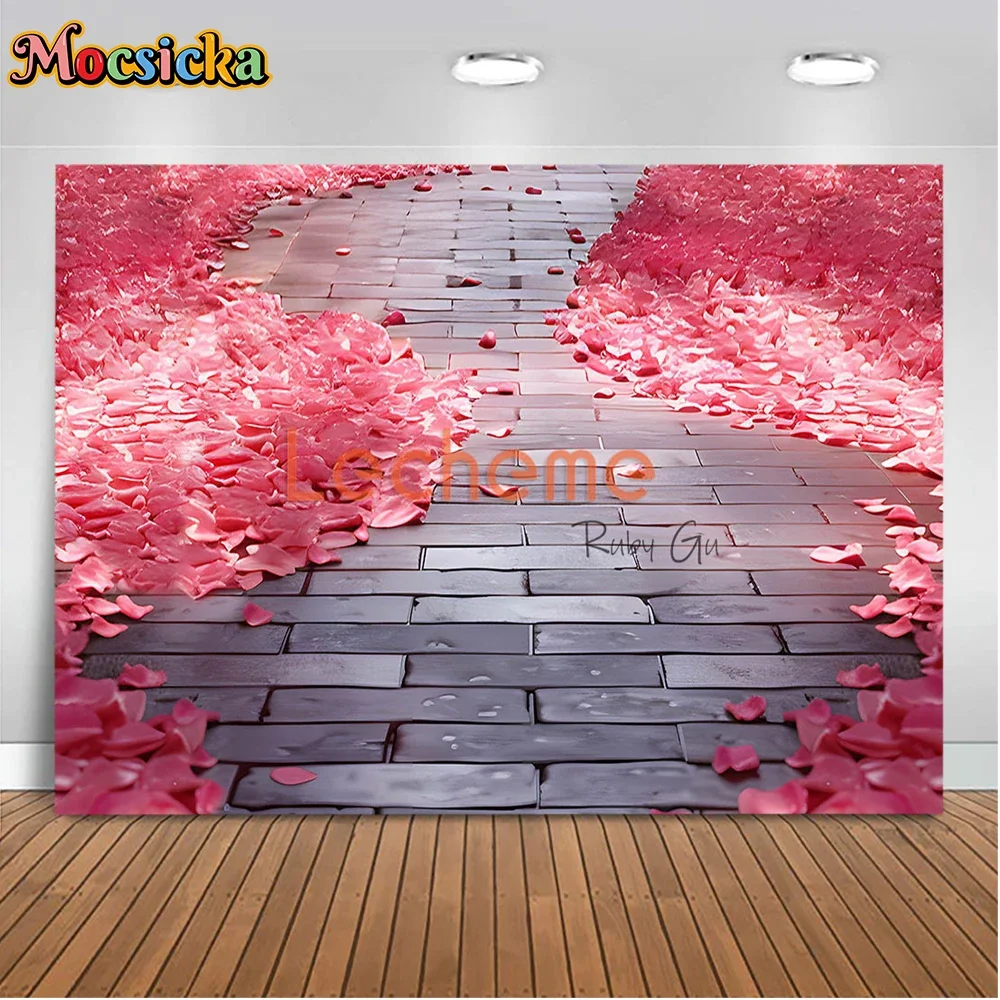 Mochisca 14 فبراير عيد الحب صور خلفيات البتلة جدار مسار رومانسي عطلة الكبار صورة صور الخلفيات الاستوديو
