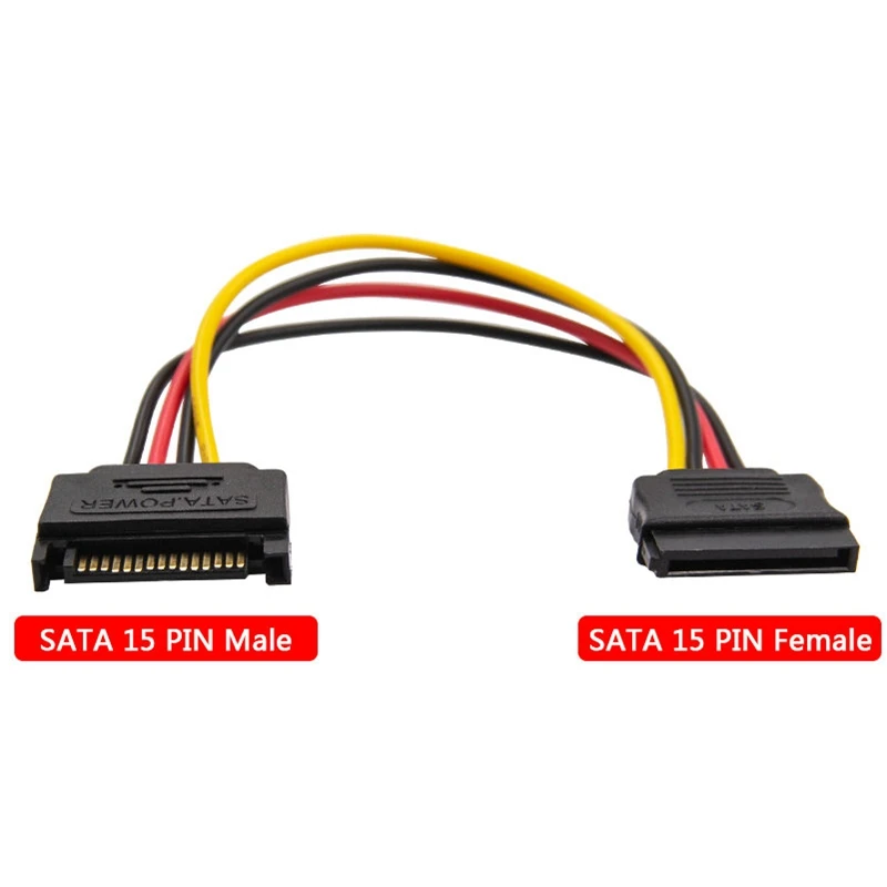 0.2m 고품질 Y 1-2 연장 SATA II 하드 디스크 전원 15Pin SATA 2/1 여성 15Pin 전원 HDD 스플리터 케이블