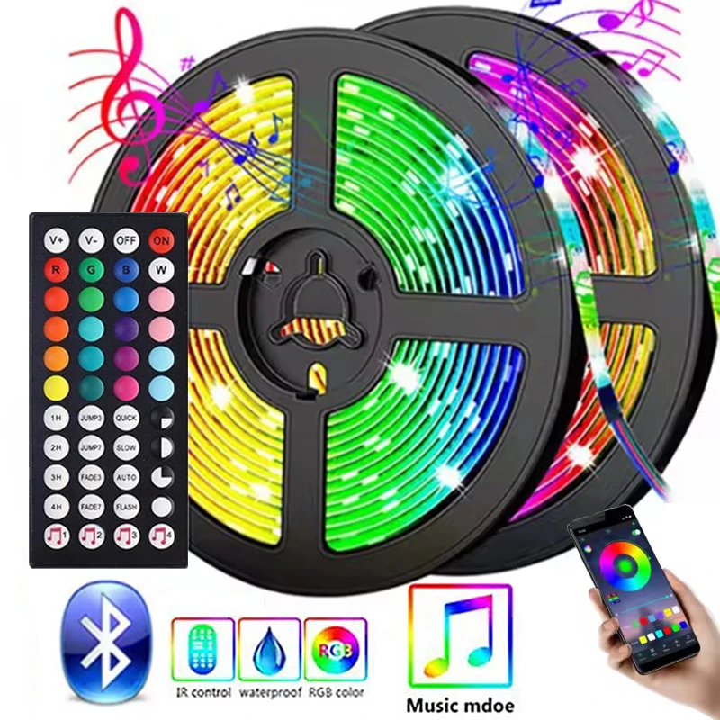 RGB5050 LED Strip Lights Flexible Ribbon Luces Led Tape Diode Bluetooth Control For Home Party Decor TV Backlight