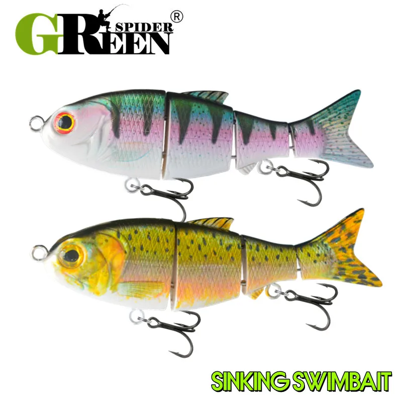GREENSPIDER Sinkender Swimbait 118 mm 30 g Multi-Joint-Köder, bionischer Fisch, Schwimmen, Pesca, Bass, Drillinge, Karpfen-Angelgerät, harter Köder
