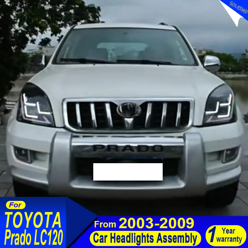Car Styling for Toyota Prado Headlight 2003 2004 2005 2006 2007 2008 2009 LED Headlight Projector Lens DRL Head Lamp Accessories