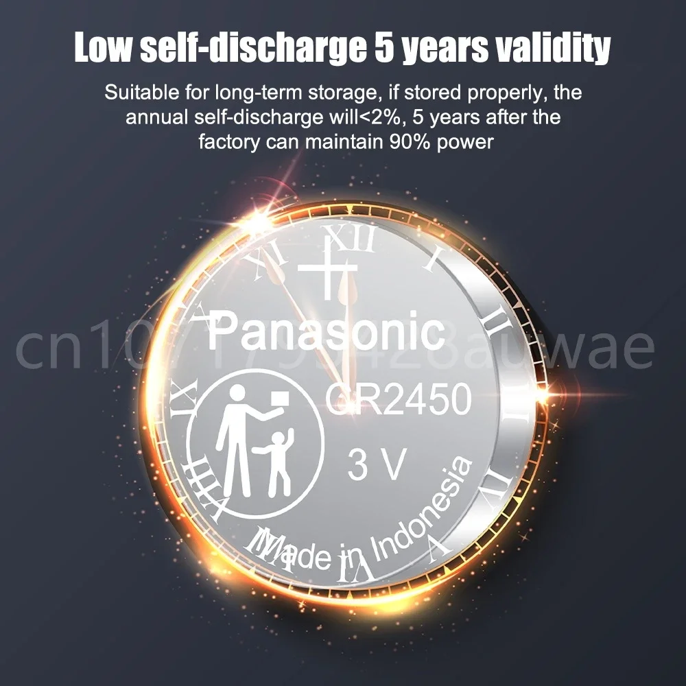 Bateria de botão de lítio Panasonic, CR2450, 5029LC, LM2450, DL2450, CR2450N, BR2450, 620mAh, 3V